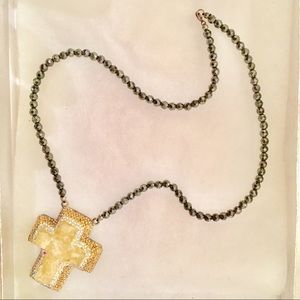 Crystal & Silver Cross Necklace